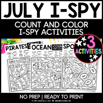 Preview of JULY Themed Count and Color | I SPY Activity