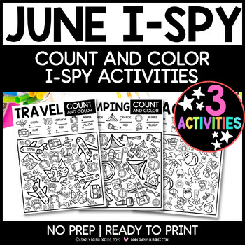 Preview of JUNE Themed Count and Color | I SPY Activity