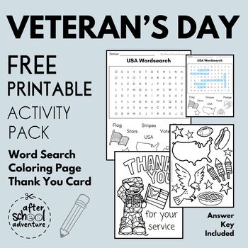 Preview of *FREE* K5-1 Veteran's Day Activity Pages