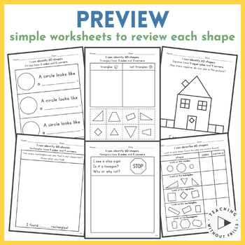 kindergarten identify describe 2d shapes activities assessment worksheets