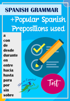 Preview of MINITEST MOST SPANISH PREPOSITIONS USED | ALL LEVELS