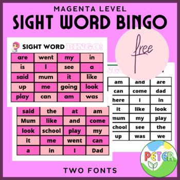 *FREE* Magenta Sight Word Bingo - Reading game (NZ, Australia, UK version)