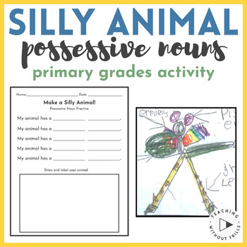 Preview of Make a Silly Animal Possessive Noun Practice Activity Worksheet