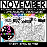 NOVEMBER Count and Color I SPY Activity | Thanksgiving Themed