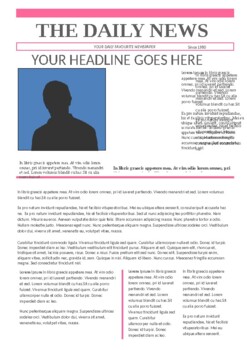 Preview of *FREE* Newspaper Article Template and Rubric!
