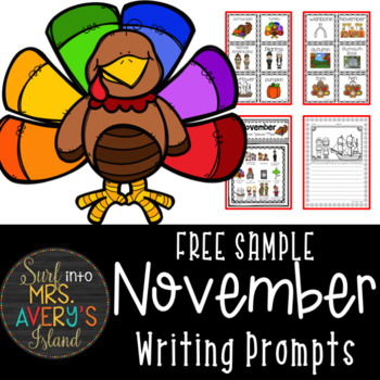Preview of November Writing Prompts and Word Work