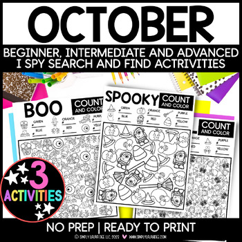 Preview of OCTOBER Count and Color I SPY Activity | Halloween Themed