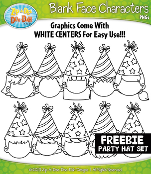 Preview of FREE Party Hat Blank Face Characters Clipart {Zip-A-Dee-Doo-Dah Designs}