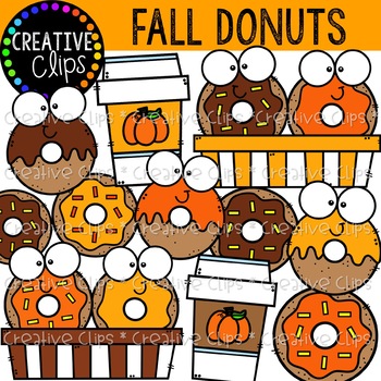 Preview of {FREE} Pumpkin Spice Fall Donuts {Fall Clipart}