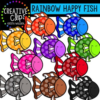 Preview of {FREE} Rainbow Happy Fish {Creative Clips Digital Clipart}