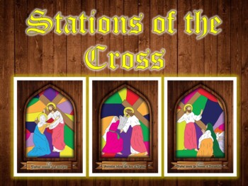 Preview of *FREE SAMPLE* Stations of the Cross Presentation, Sequencing, Colour In, Posters