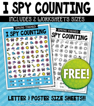 Preview of {FREE} SPRING I Spy Counting Activity Worksheet Set {Zip-A-Dee-Doo-Dah Designs}