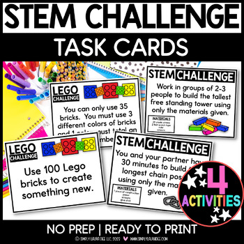 Preview of STEM Challenge Task Cards | LEGO Challenge Task Cards