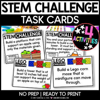 Preview of STEM Challenge Task Cards | Fall Themed