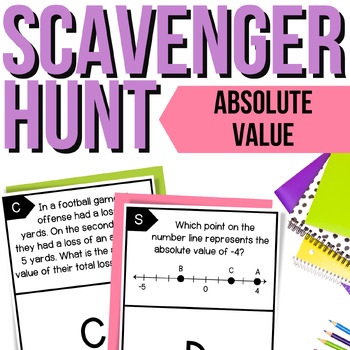 Preview of Absolute Value Scavenger Hunt | Absolute Value Activity & Review | FREE