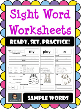 Preview of **FREE** Sight Word Sample Worksheets (Pre-Primer) – Ready, Set, Practice!