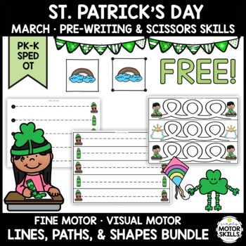 Preview of *FREE* St. Patrick's • Pre-Writing, Scissors • Lines, Paths, Shapes • PK-K