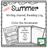 FREE Summer Writing Journal, Reading Log, & Bookmarks