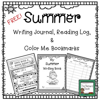 Preview of FREE Summer Writing Journal, Reading Log, & Bookmarks