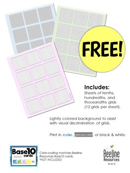 Preview of *FREE* Tenths, Hundredths, Thousandths Grid Sheets / 12 grids per sheet