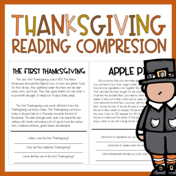 Preview of Thanksgiving Reading Comprehension