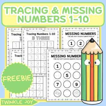 Preview of [FREE] Tracing Numbers and Missing Numbers 1-10 Worksheets