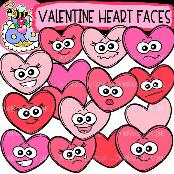Preview of {FREE} Valentine Heart Faces: Valentine’s Day Clipart {DobiBee Designs}