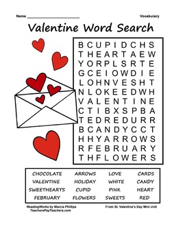 Preview of ~ FREE ~  Valentine Word Search