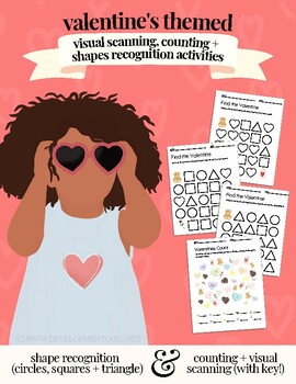 Preview of *FREE* Valentine's Day Packet: Counting, Shapes Recognition + Visual Scanning!