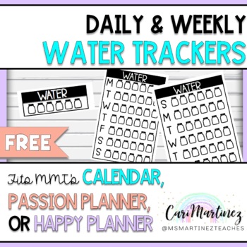 Preview of **FREE WATER TRACKERS** USE WITH PASSION PLANNER, HAPPY PLANNER, & MORE