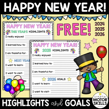 Preview of *FREE* Happy New Year 2024-2026 - Goals and Highlights - Writing