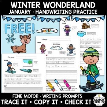 Preview of *FREE* Winter Wonderland • Trace Copy Check Sentences • Handwriting • January