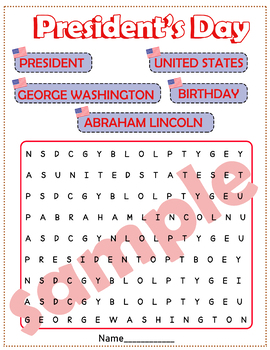 Preview of (FREE) Word Search Puzzle about President's Day