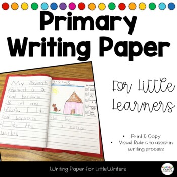 Preview of {FREE} Primary Writing Journal Paper with Picture Rubric for Beginning Writers