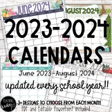 Editable Classroom Calendars - 2022-2023