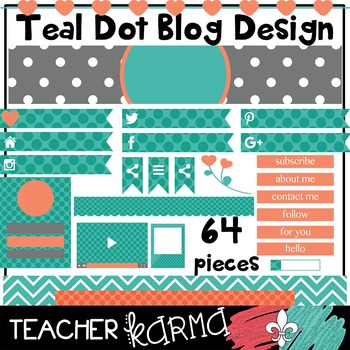 Preview of Teal Dots BLOG DESIGN Elements * Teacher Blog