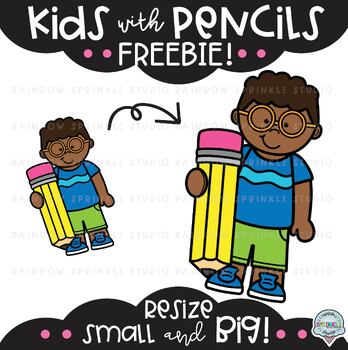 Kids with Pencils Clip Art