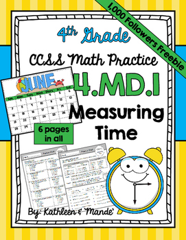 Preview of {FREEBIE} 4.MD.1 Practice Sheets: Measuring Time