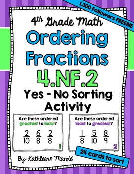 Preview of {FREEBIE} 4.NF.2 Sorting Activity: Ordering Fractions