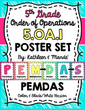 Preview of {FREEBIE} 5.OA.1 Poster Set: PEMDAS {Order of Operations}