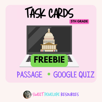 Preview of *FREEBIE* 5th Grade STAAR Reading Task Cards: 3 Branches of Government