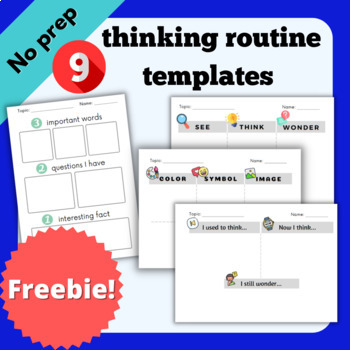 Preview of [FREEBIE] 9 thinking routine template printables