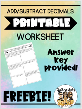 Preview of *FREEBIE* Add/Subtract Decimals Worksheet and Homework