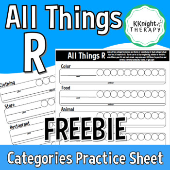 Preview of {FREEBIE} All Things R: Category Articulation Practice Sheet #distancelearning
