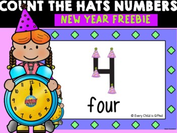 Preview of **FREEBIE** BOOM CARDS 'Count the hats' Numbers New Year Edition