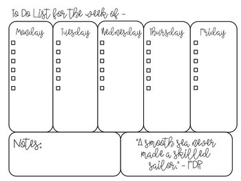*FREEBIE* Black and White Editable Weekly To Do Lists by Miss Reamey ELA