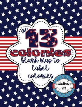 Preview of *FREEBIE* Blank 13 Colonies Map to Label