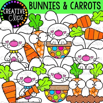 Preview of {FREEBIE!} Bunnies and Carrots {Easter Clipart}