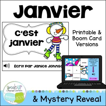 Preview of Janvier Winter Reader Print & Digital Boom Card Mystery Reveal w Audio français