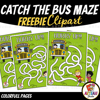 Preview of [FREEBIE]Catch the School Bus- Easy Maze Clipart| Back to School [ARTeam Studio]